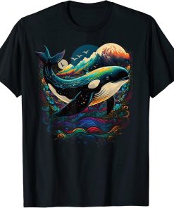 Colourful mystical orca whale watching dolphin pottwhale orca whale T-Shirt