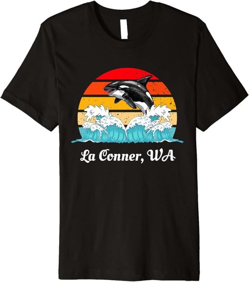 La Conner WA Vintage Distressed Orca Killer Whale Art Premium T-Shirt