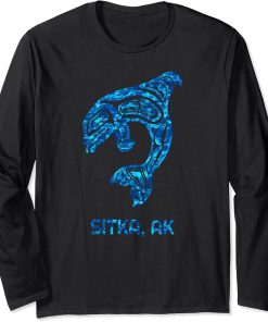 Blue Water Sitka Alaska SE Native American Orca Killer Whale Long Sleeve T-Shirt